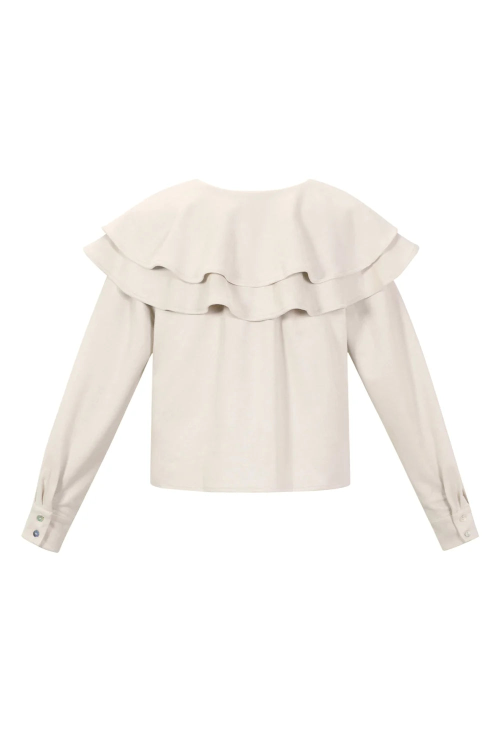 Woven Polyester Fiber Women's Blouse Elegant Ruffle Trim