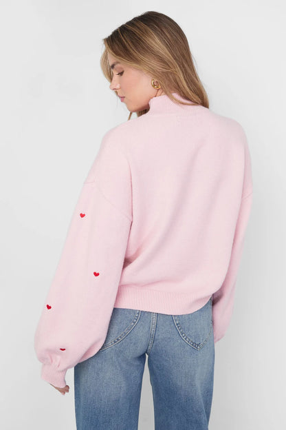 Knitted sweater with hearts