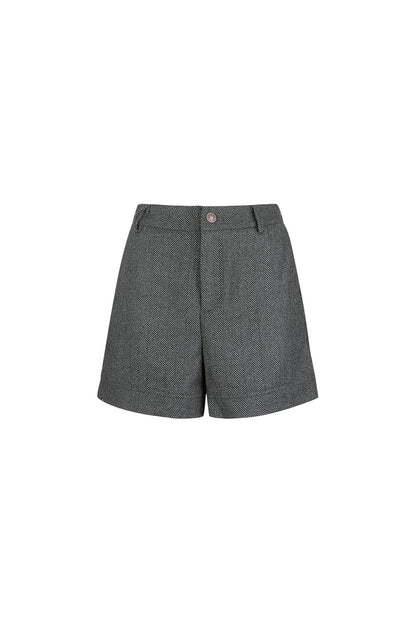 Polyester Women's High-Waisted Shorts Structured Fit