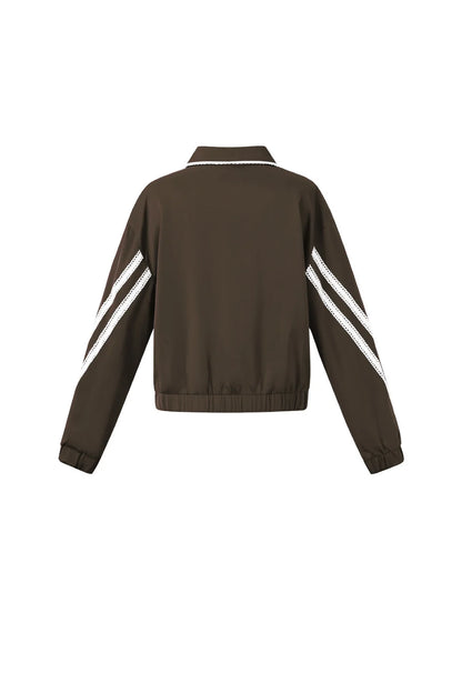 Woven Polyester Fiber Women's Jacket Sporty Color Clash 2-piece Set