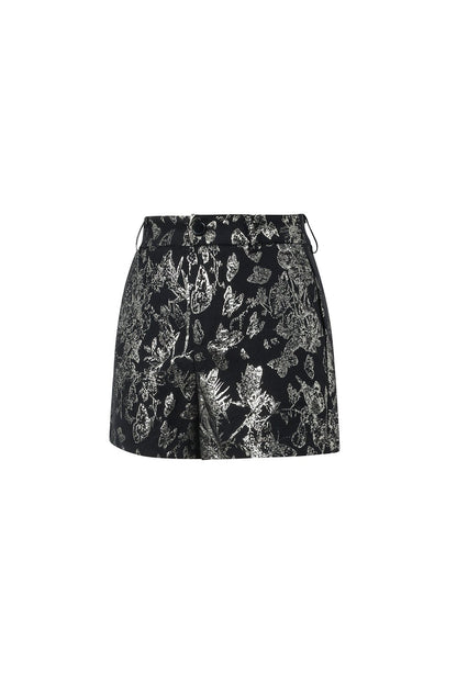 Woven Polyester Fiber Women's Shorts Elegant Floral Print