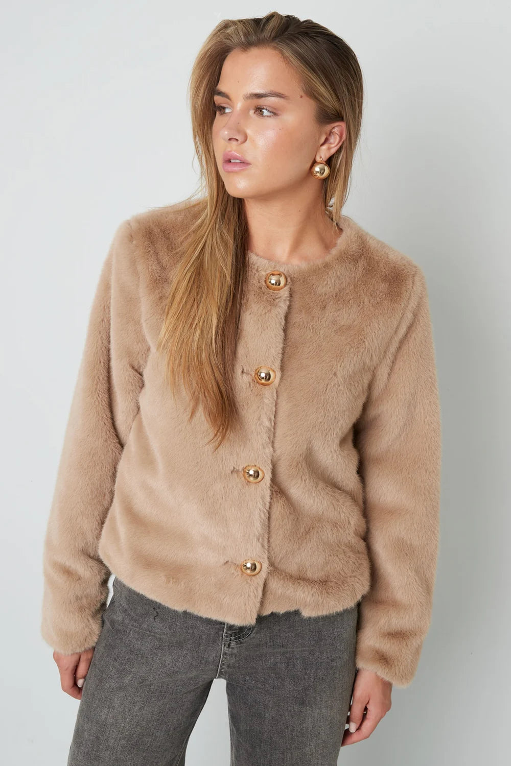 Woven Polyester Fiber Women's Jacket Elegant Solid Color Fall/Winter