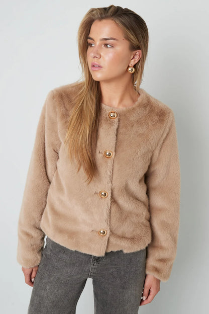 Woven Polyester Fiber Women's Jacket Elegant Solid Color Fall/Winter