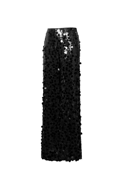 Woven Polyester Fiber Women's Straight Leg Pants Sequins Elegant