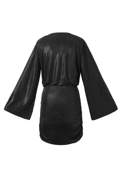Woven Polyester Fiber Women's Mini Dress Elegant Tie-up