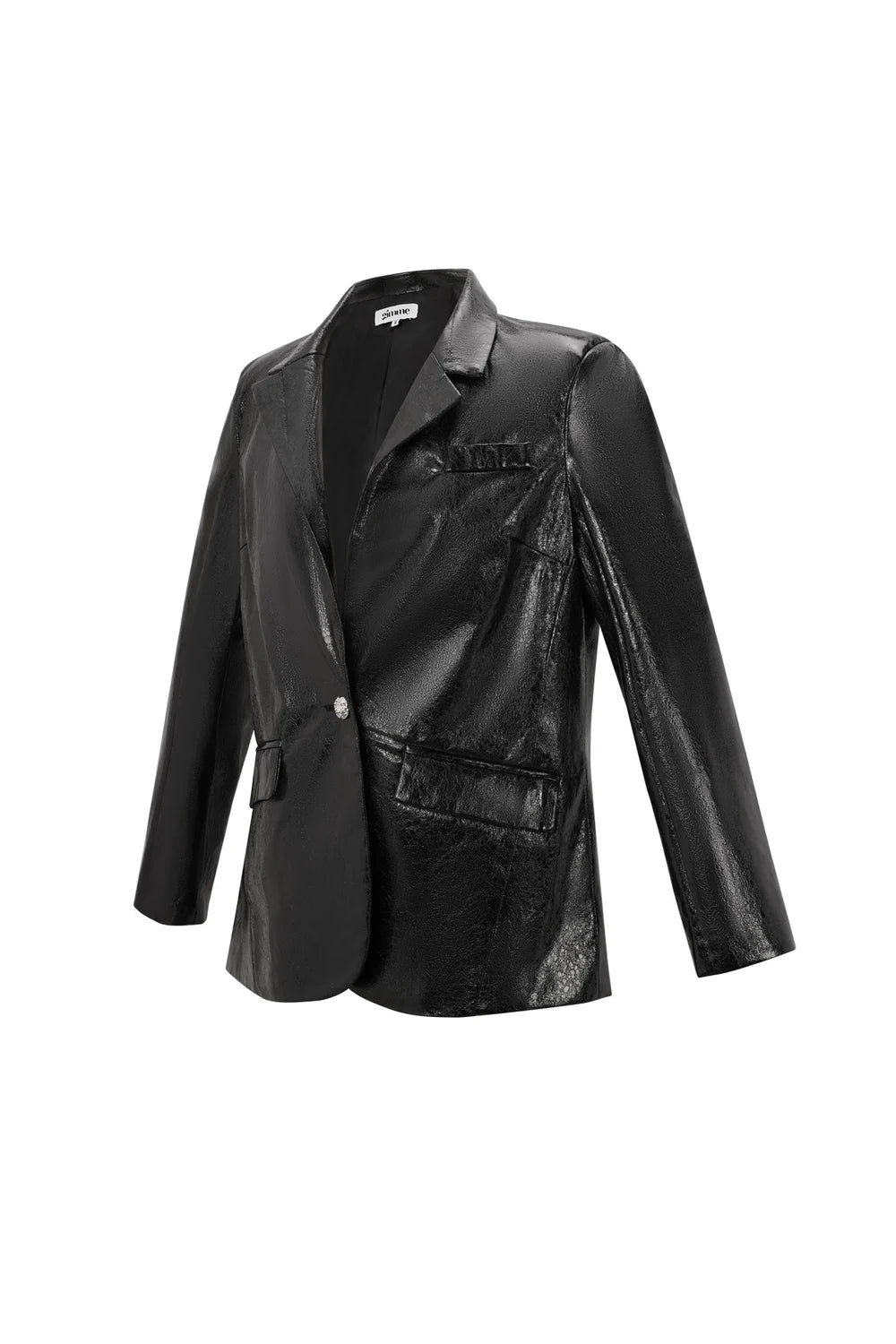 PU Leather Women's Blazer Set Shiny Finish