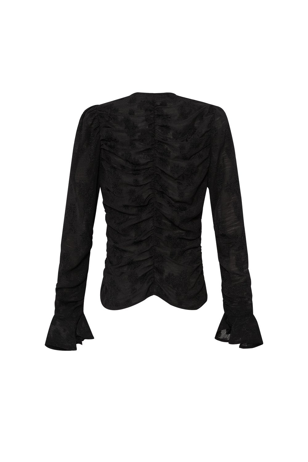 Polyester Women's Long Sleeve Top Ruched Design