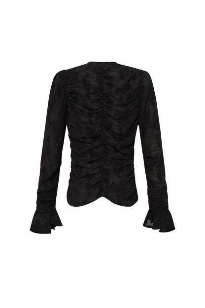 Polyester Women's Long Sleeve Top Ruched Design